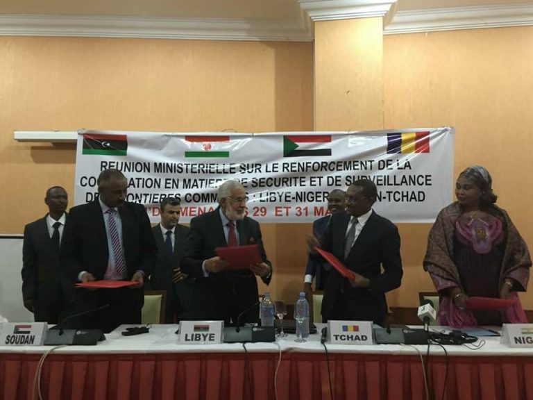 توقيع اتفاق رباعي بين ليبيا والنيجر والسودان وتشاد لضبط الحدود في أنجامينا