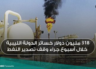 318 مليون دولار خسائر الدولة الليبية خلال أسبوع جراء وقف تصدير النفط