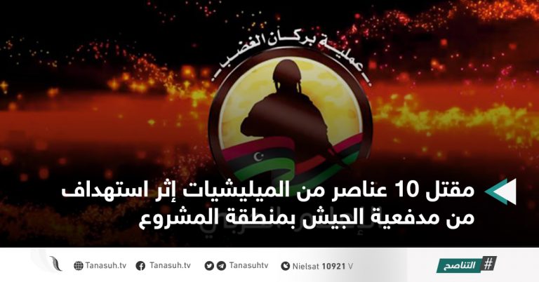 مقتل 10 عناصر من الميليشيات إثر استهداف من مدفعية الجيش بمنطقة المشروع
