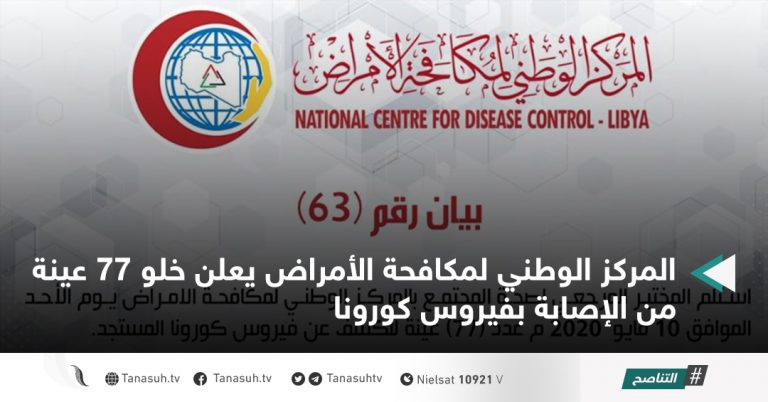 المركز الوطني لمكافحة الأمراض يعلن خلو 77 عينة من الإصابة بفيروس كورونا