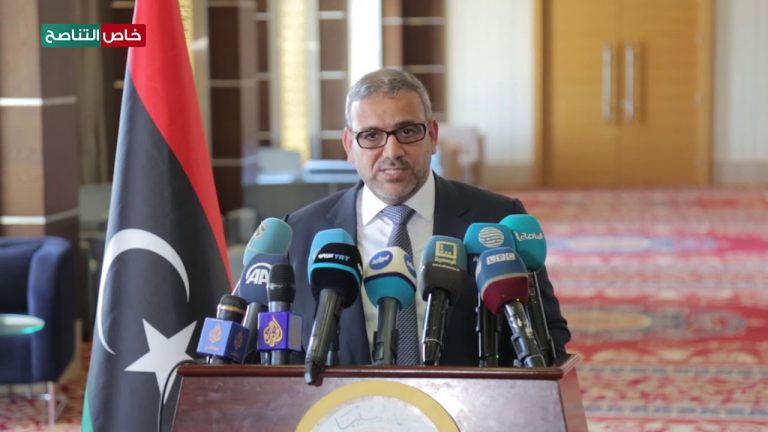 مؤتمر صحفي لرئيس المجلس الأعلى للدولة خالد المشري حول لقائه بوزير الخارجية التركي بالعاصمة طرابلس