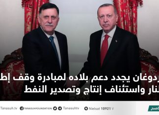 أردوغان يجدد دعم بلاده لمبادرة وقف إطلاق النار واستئناف إنتاج وتصدير النفط