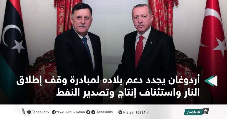 أردوغان يجدد دعم بلاده لمبادرة وقف إطلاق النار واستئناف إنتاج وتصدير النفط