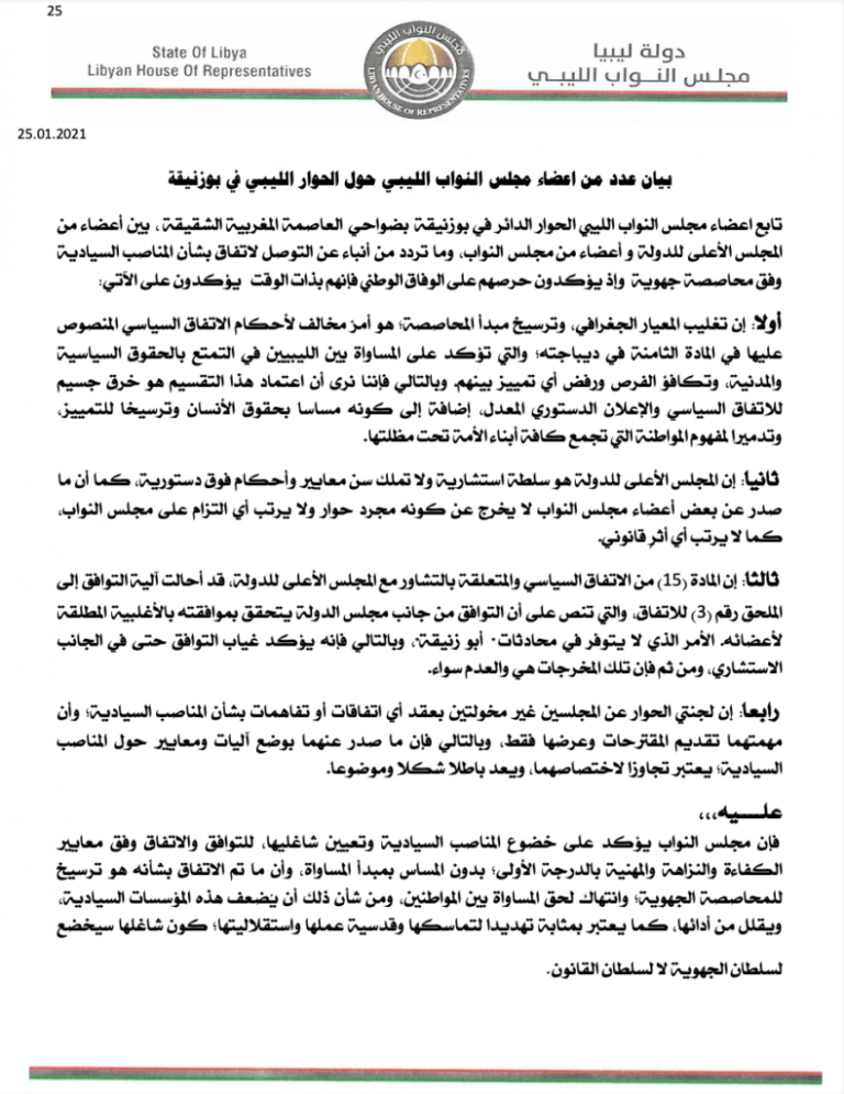 أعضاء مجلس النواب يرفضون مبدأ التوزيع الجغرافي للمناصب