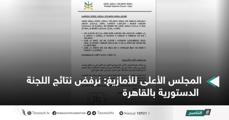 المجلس الأعلى للأمازيغ: نرفض نتائج اللجنة الدستورية بالقاهرة