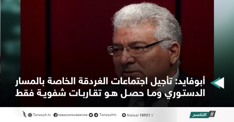 أبوفايد: تأجيل اجتماعات الغردقة الخاصة بالمسار الدستوري وما حصل هو تقاربات شفوية فقط