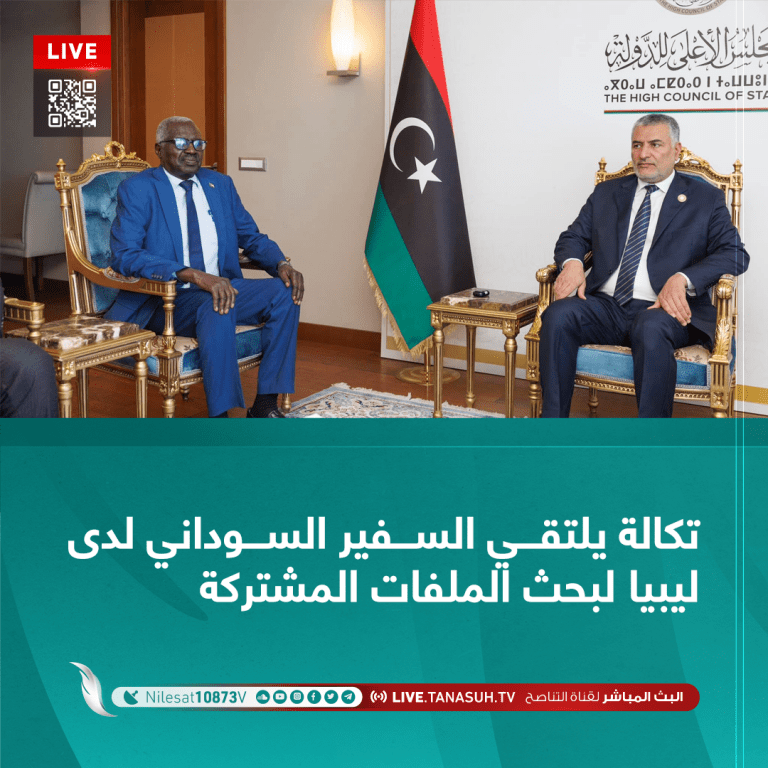 تكالة يلتقي السفير السوداني لدى ليبيا لبحث الملفات المشتركة