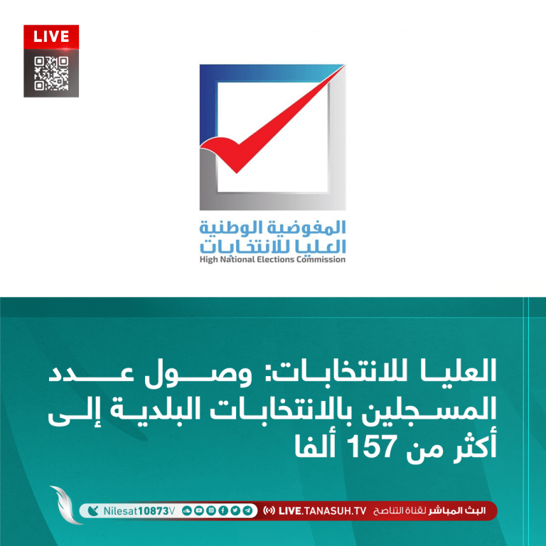 العليا للانتخابات: وصول عدد المسجلين بالانتخابات البلدية إلى أكثر من 157 ألفا